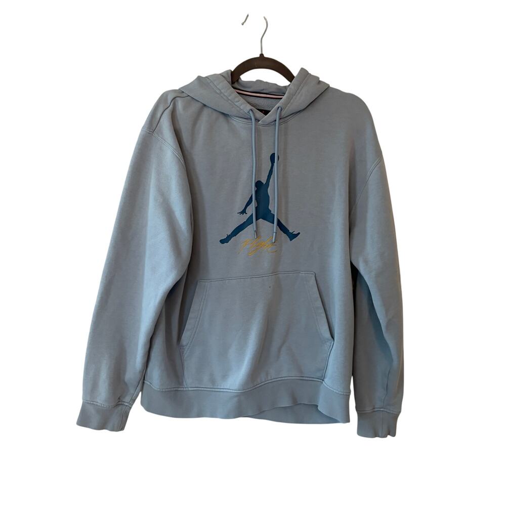 Nike Jordan Essentials Men's Fleece Pullover Hoodie Medium Light Blue Hooded